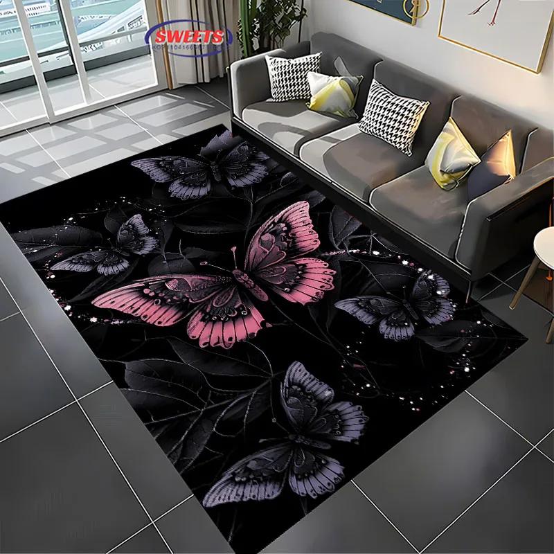 

NO.1 Beautiful Butterfly Carpet, Rug for Living Room Bedroom Sofa Doormat Decor, Durable Non-slip Floor Mat,Machine Washable Mat 40x60cm (16x24in)