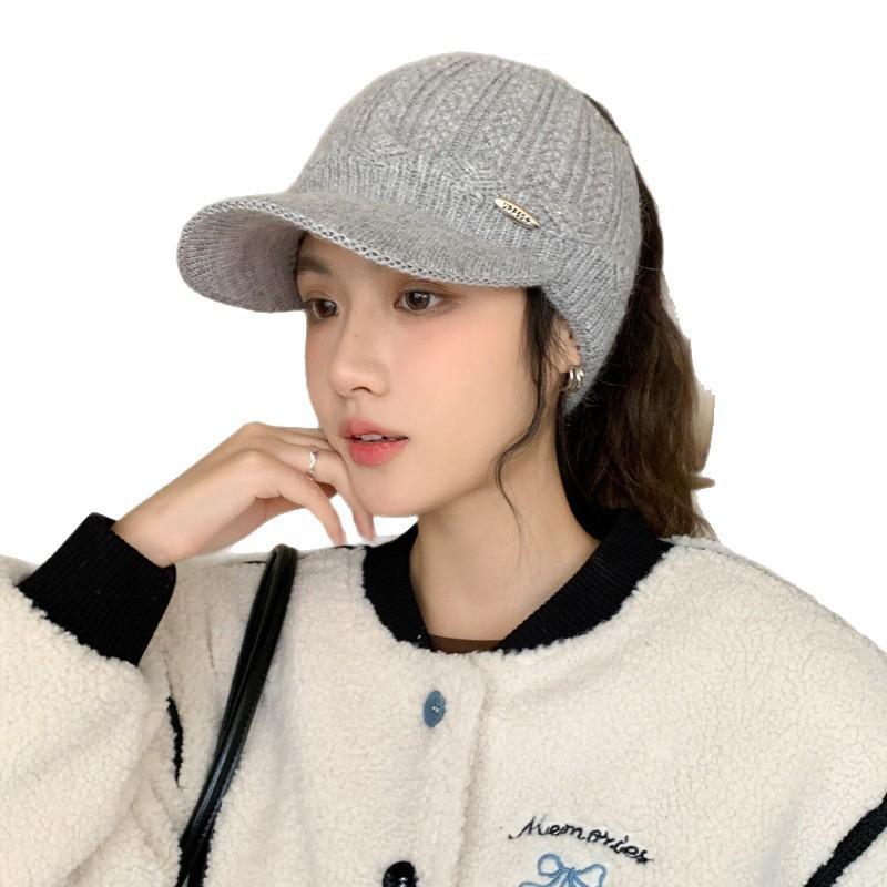 Korean Style Versatile Large Head Circumference Windproof Peaked Cap Fashion Casual Warm Baseball Hat for Women