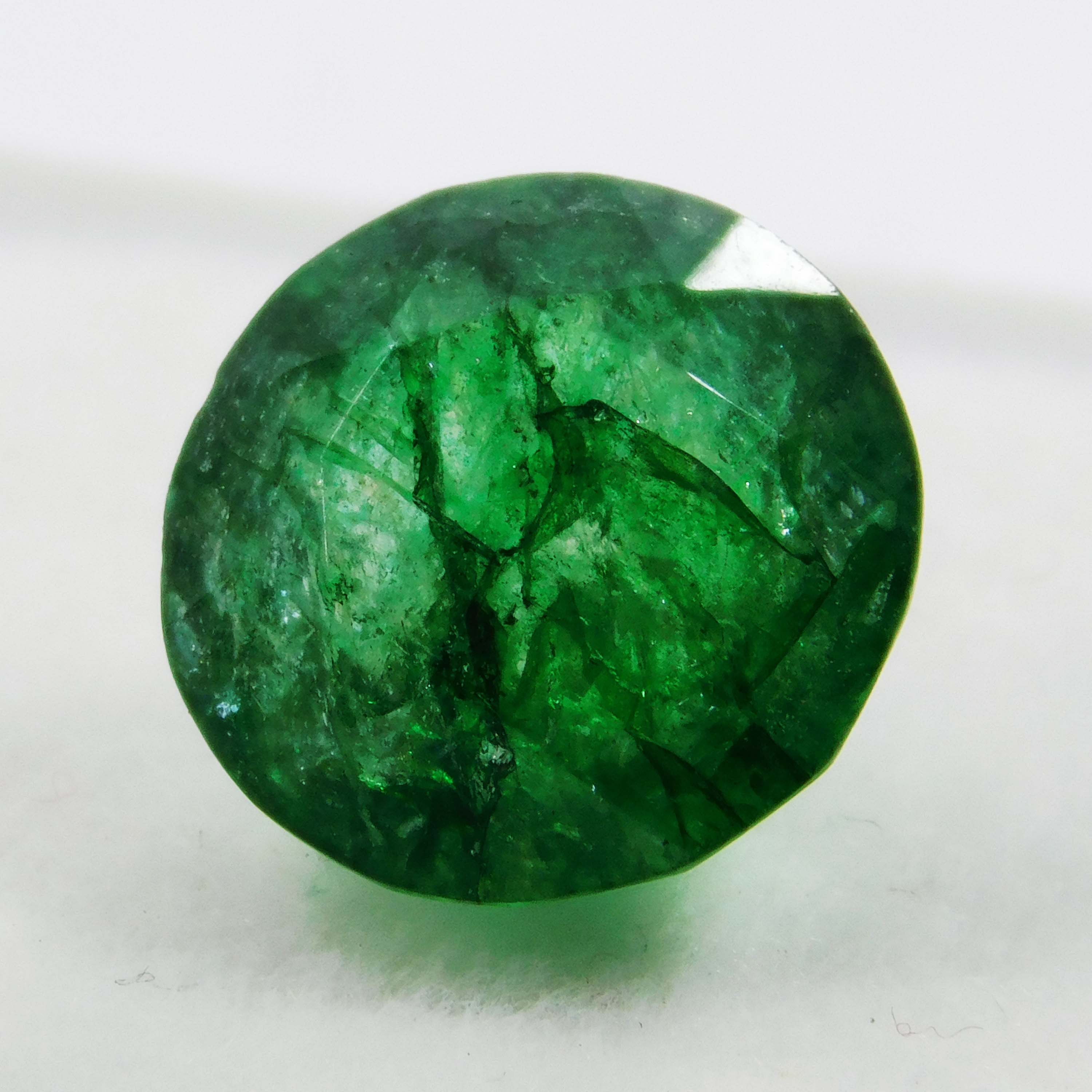 

СЕРТИФІКОВАНИЙ Колумбійський Смарагд Зелений 8.80 Карат Натуральний Рідкісний Сирий Дорогоцінний Камінь Круглої Огранки A-6221 11 mm approx зелений