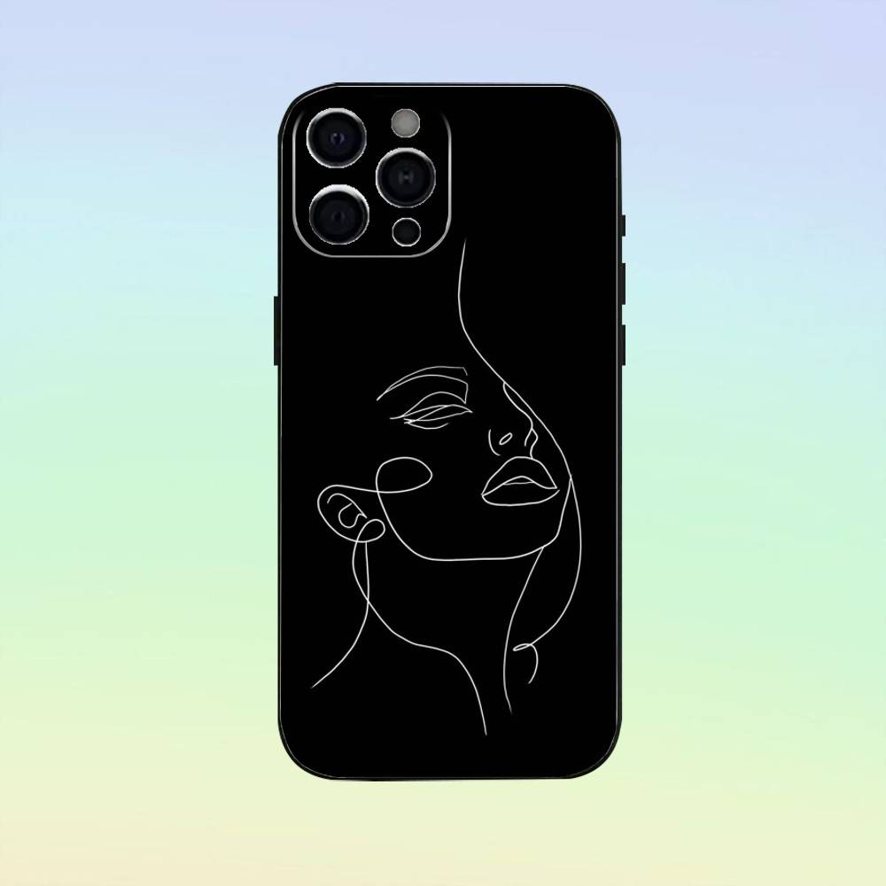 Sexy Line Minimalist Line Drawing Phone Case Silicone Soft For IPhone 17 16 15 14 13 12 11 Black Soft Silicone Case