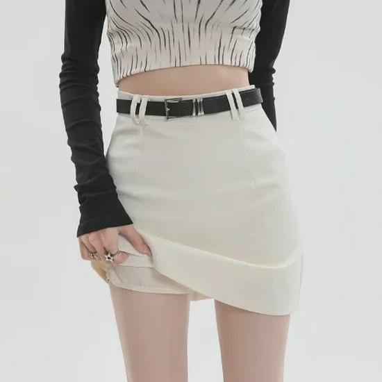 High-Waist Gray A-Line Skirted Shorts - Spring/Summer Women's Slim Fit Anti-Exposure Design