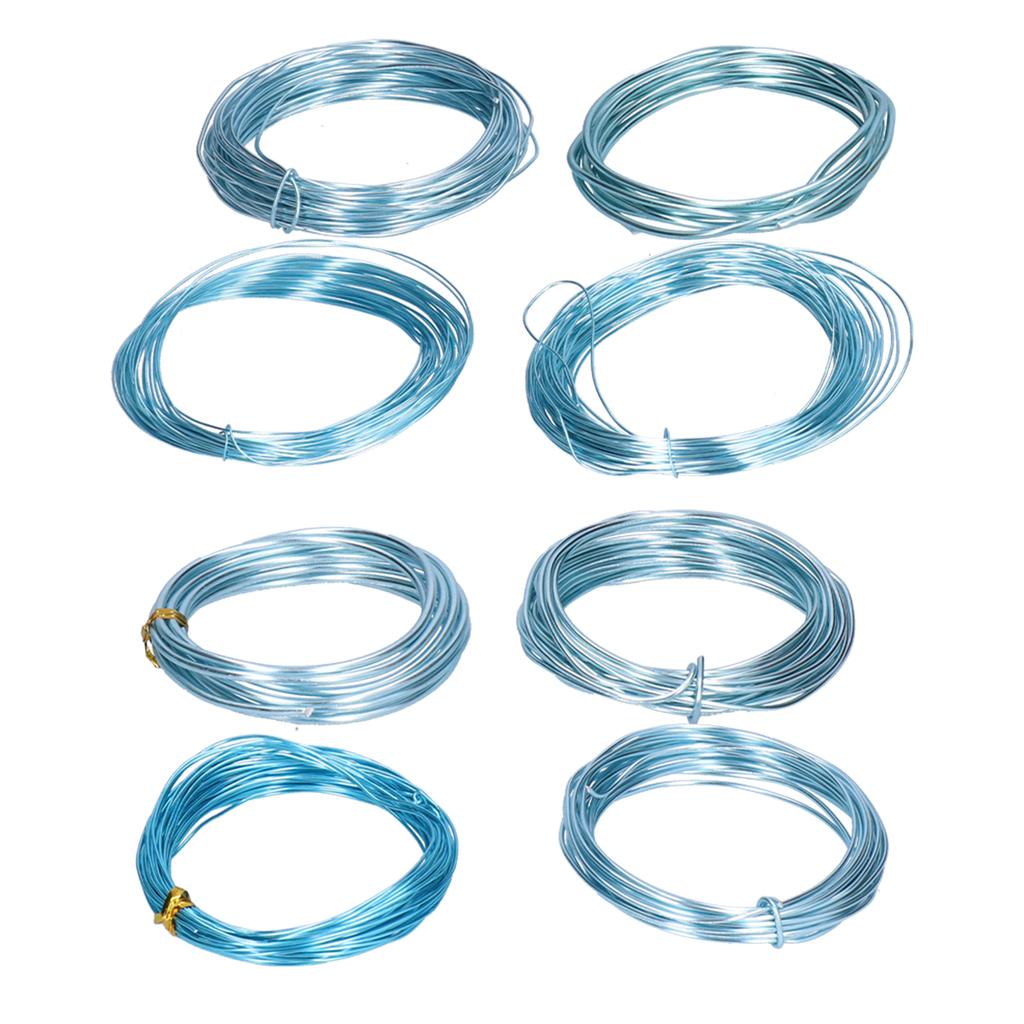 8 Rolls 0.6 3mm Aluminum Craft Wire Jewelry Beading Wire Craft Making Supplies Light Blue