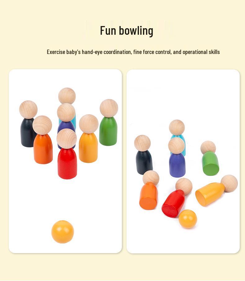 Montessori Color Sorting Cups & People Game: 7 Colors, Beads & Clips for Ages 1-4 Early Education