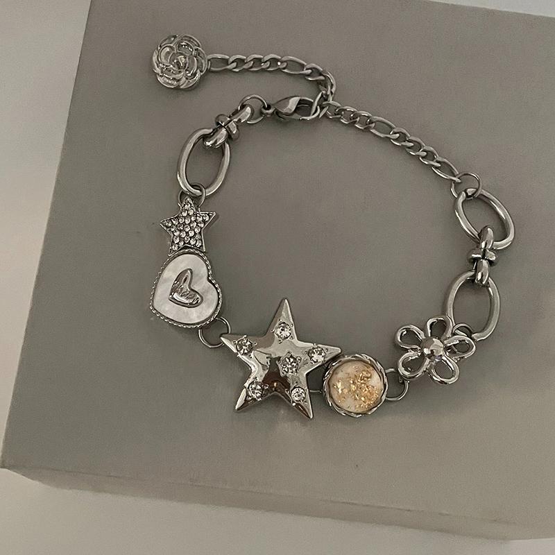 Heart Star Charm Bracelet For Women Girls High-End Exquisite  Light Luxury Wrist Chain Retro Y2K Jewelry Accessories
