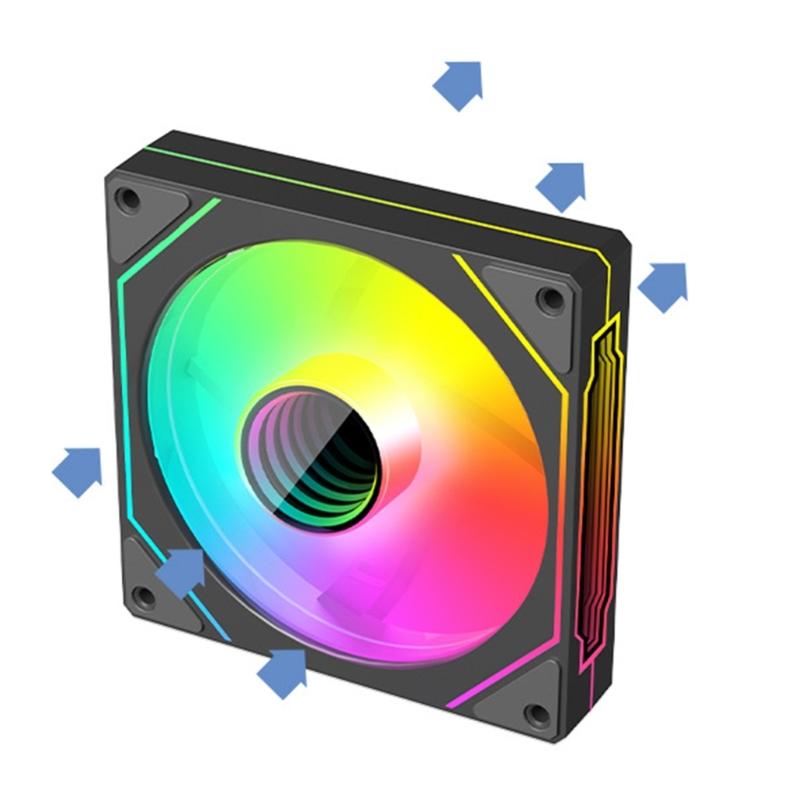 

ARGB 120mm Cooling Fan 4Pin PWM Adjust Speed Fan Computer Case Fan 71CFM±10% Strong Air Volumes Computer Cooling Fan чорний