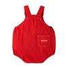 MIKI HOUSE Rompers/Overalls with Logo, Solid Color, Made in Japan, for Boys and Girls, Baby Clothes, Size S (70-80cm), Red, 10-1509-493