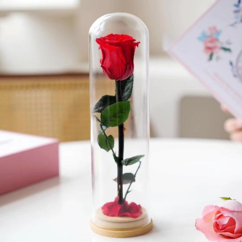 Fiore Immortale Rosa Il Piccolo Principe Cupola di Vetro Festa della Mamma San Valentino Ramo Singolo Rosa Immortale
