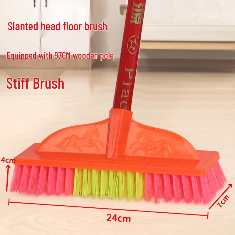 Durable Long-Handle Bathroom Corner Brush with Hard Bristles for Tile and Floor Cleaning