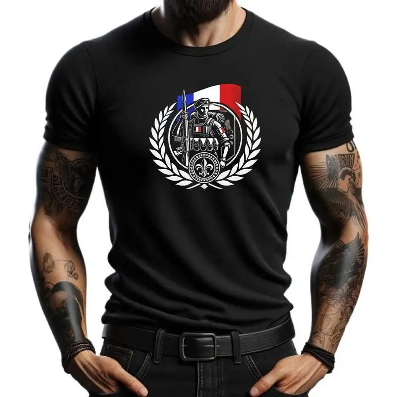

Black French Military Design T Shirt for Men Retro and Patriotic Style by 4People 5XL різнокольоровий