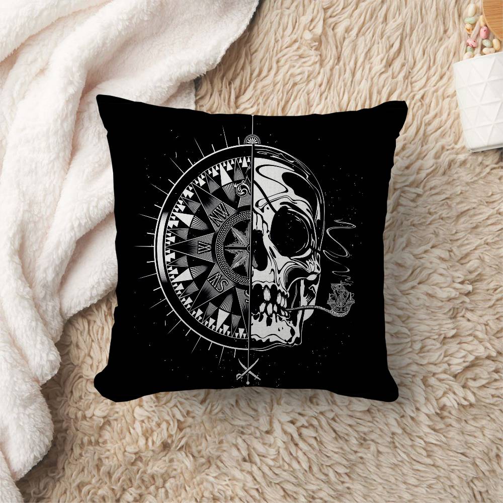 Retro Compass Map World Map Cushion Cover Pillow Cover Decor Pillowcase Printed Cushion Case for Couch