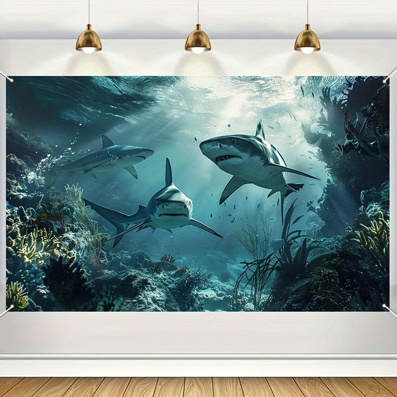 1pc Oceanic Sharks Underwater Banner, Party, Graduation Ceremony, Wedding Photography Background No Electricity Required