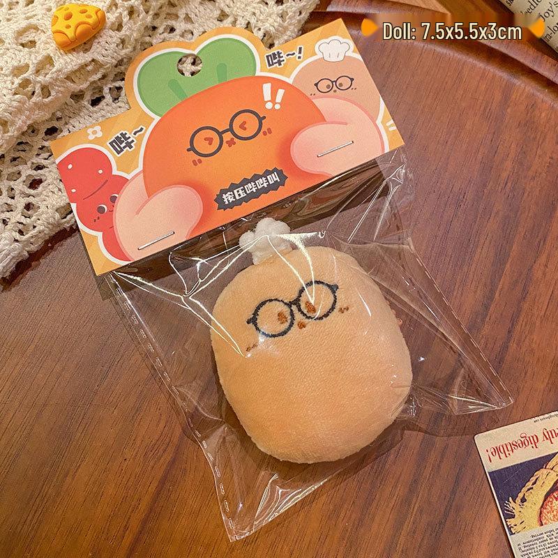 Plush Food Doll Charms: Cute Keychain Ornaments with Squeaky Small Dolls