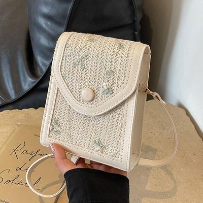 Populární taška na mobilní telefon Jarní dámská všestranná taška pletená ze slámy Dámská módní všestranná taška přes rameno crossbody Dámská