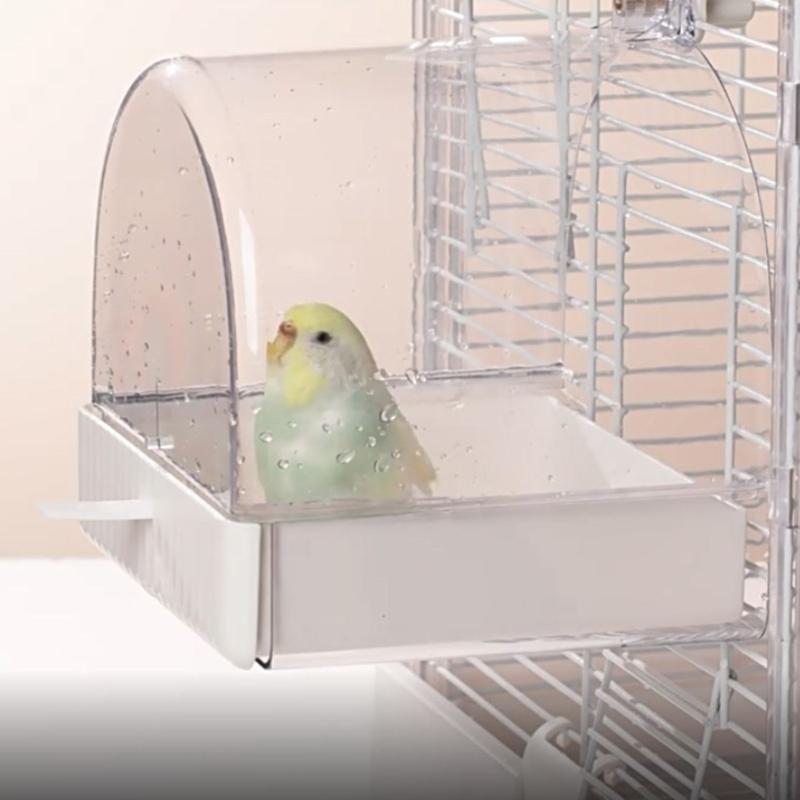 Pet Bird Bath Tub Clear Bathing Tub Parrot Bathtub Parrot Shower Box Bathtub with Bottom Drawer 7''
