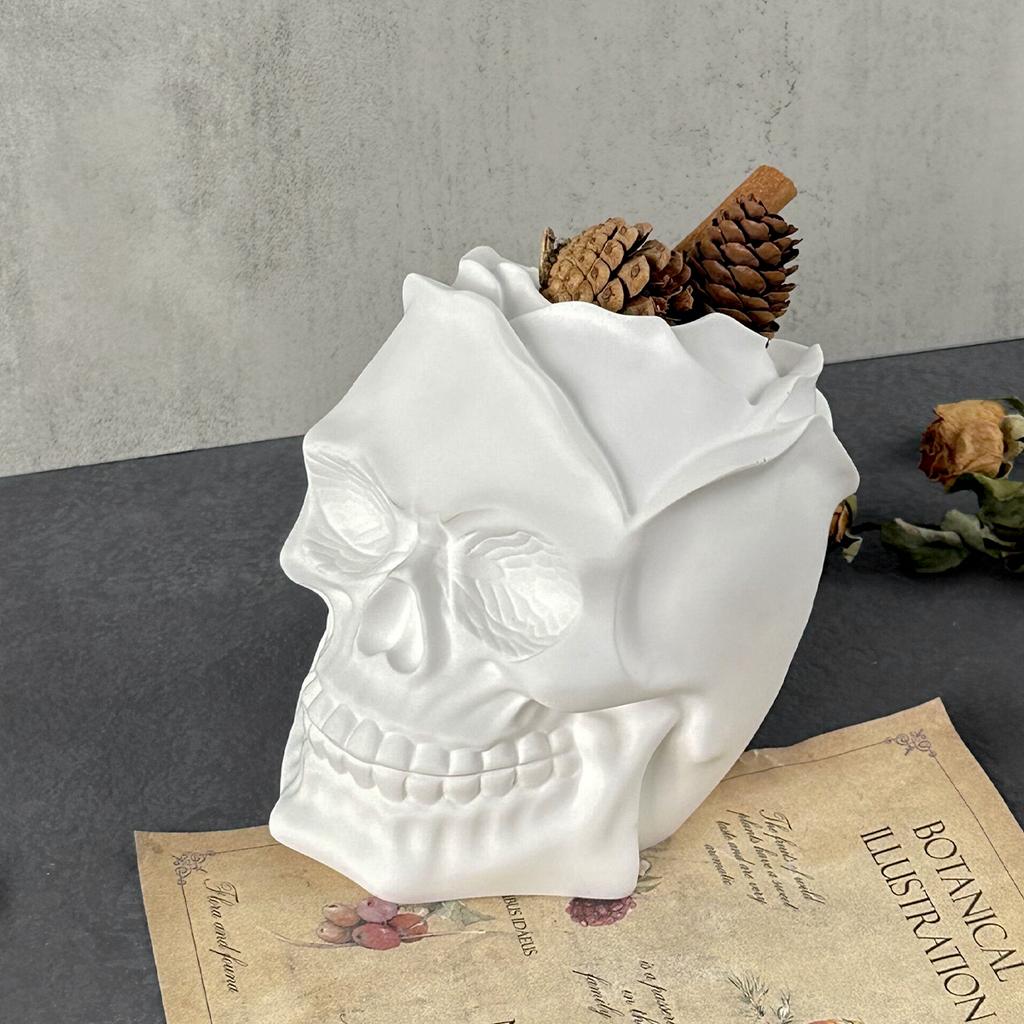 Kreativer Schädel-Blumentopf Silikonform DIY Gips Kerzenglas Epoxidharz Stiftebehälter Form Halloween Ornamente Heimdeko