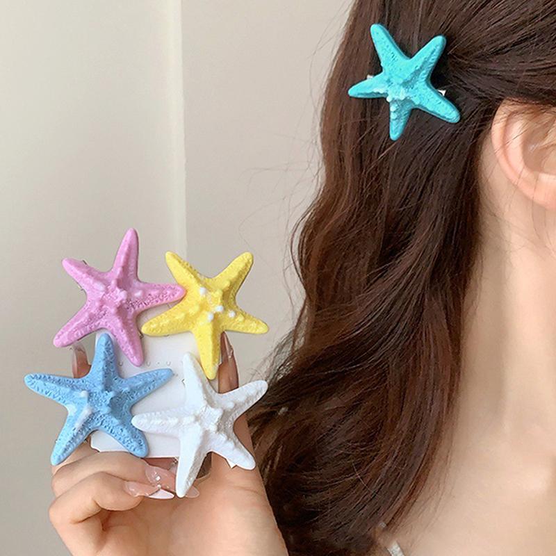Y2K Blue Starfish Hairpin Summer Beach Vacation Hair Clip  Sweet Bangs Clip Girls Women Hair Accessories