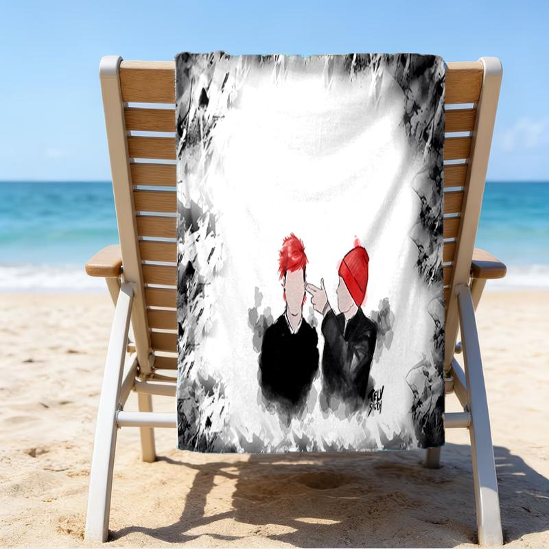 Beweis Strandtuch mit einem Tyler Joseph und Josh Dun Muster - weich, saugfähig, schnelltrocknend, maschinenwaschbar - perfekt zum Schwimmen, Camping, Baden