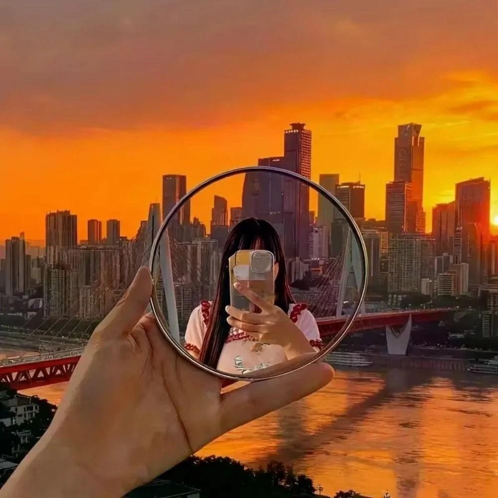 Convex Reflection Handheld Photography Mirror Round Shape Round Convex Mirror  Vlogging Accessory