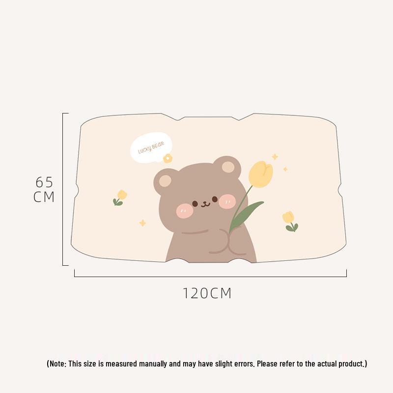 Cute Cartoon Bear & Rabbit Car Sunshade - Creative Summer Windshield Heat Insulation & UV Protection
