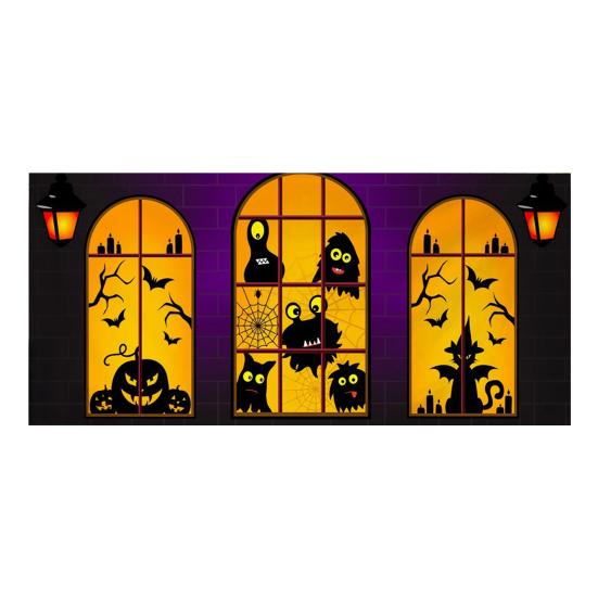 7 X 16ft Halloween Garage Door Cover Large Skeleton Graveyard Hanging Backdrop Door Banner for Halloween Yard Front Porch Wall Decoration