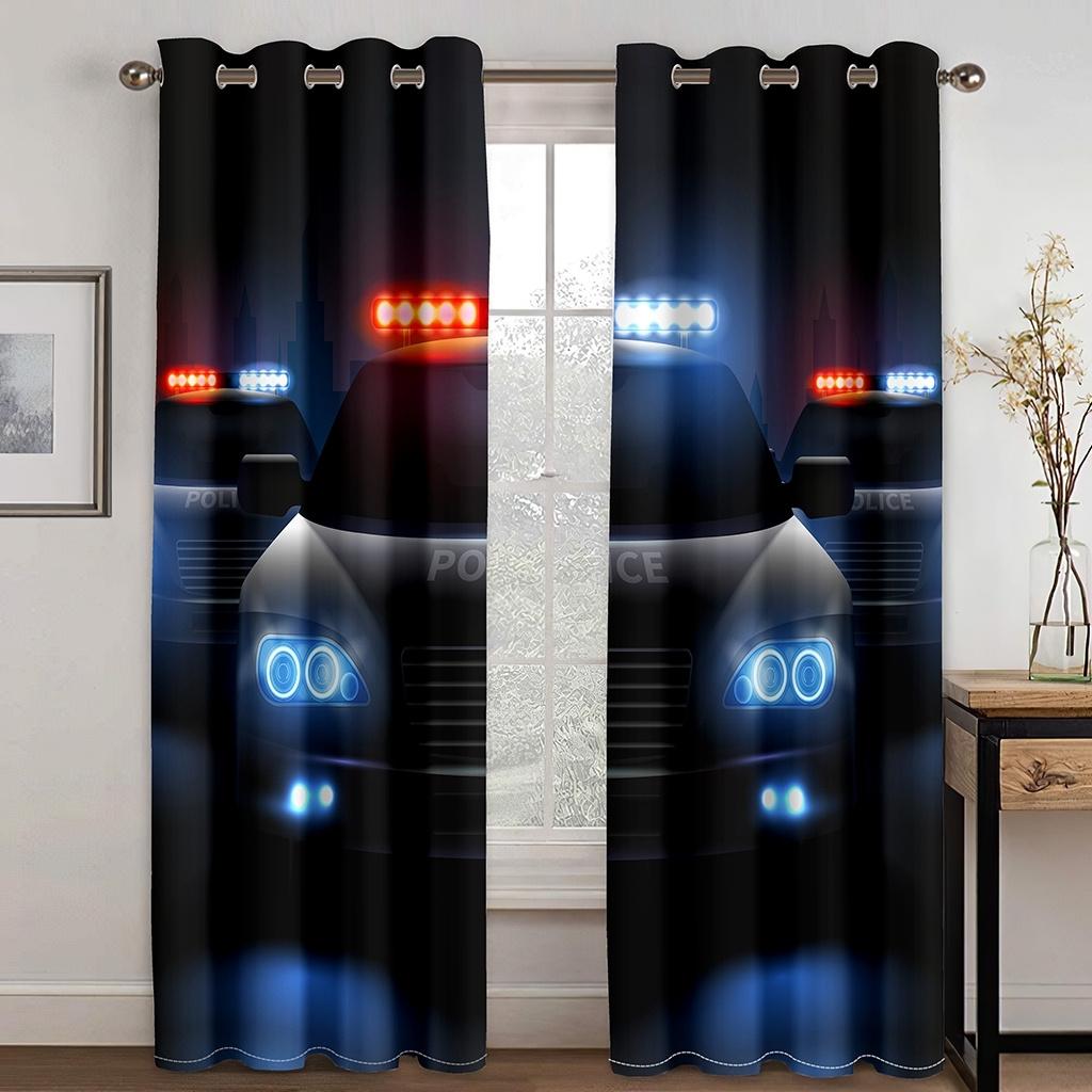 Thick 2Pieces 90%Shading Cool BlackSports Car Luxury Blackout Window Curtains For Bedroom Living Room Bathroom Kicthen Door Hall