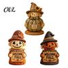 Fall Mantel Fireplace Display Scarecrow Figurine, Wooden Pumpkin Statue, Rustic Autumn Hand Held Theme Placard Decor Harvest Tabletop Decoration
