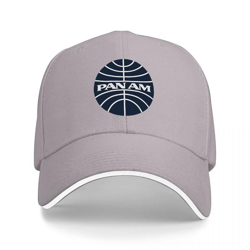 PAN AM Logo Baseball Cap Classic Black Design with White Trim Retro Airline Inspired Hat for Unisex and Women