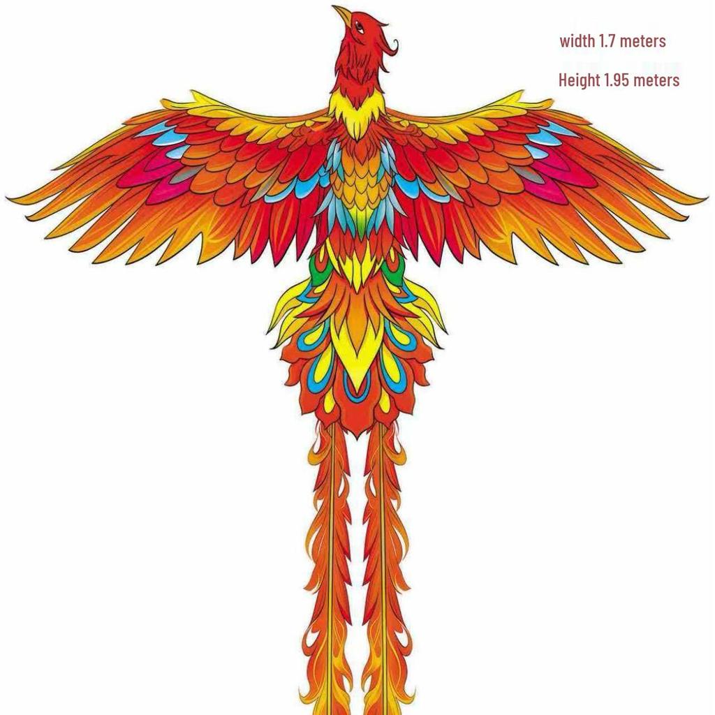 Chiba Phoenix Large Outdoor Triangle Kite with Long Tail - Easy to Fly in Breeze