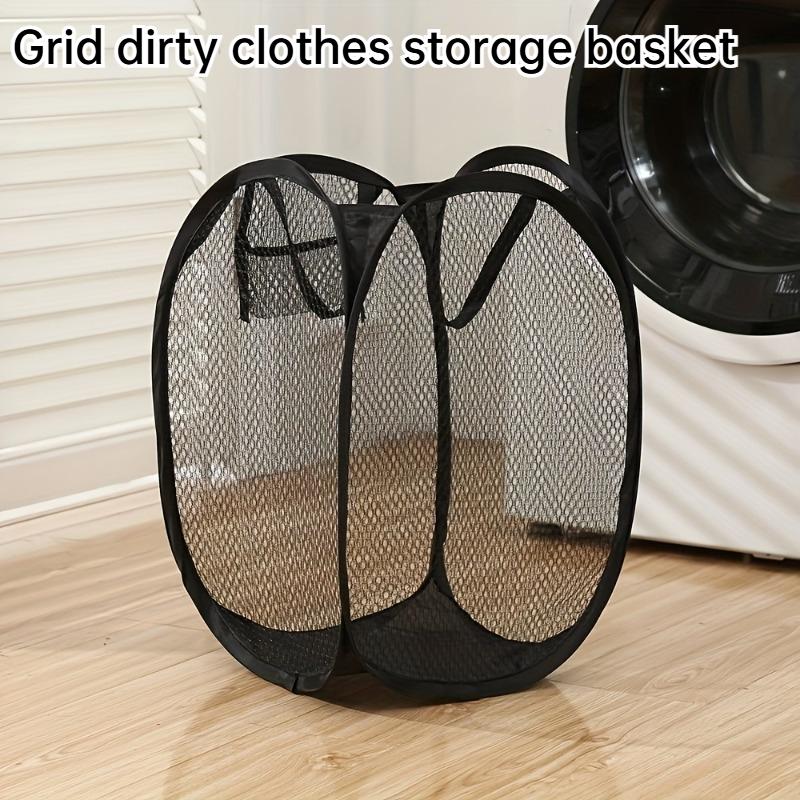 

Foldable Pop-up Laundry Basket, Large Capacity, Ergonomic Handle, Portable Mesh Hamper for Home & Housewarming Gift. чорний