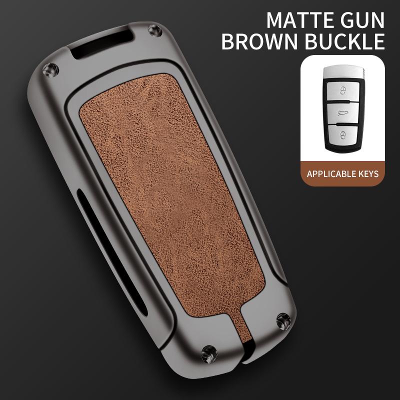Leather Car Metal Key Case Cover For Vw Volkswagen Cc Passat Cc B6 B7 Protection Key Shell Skin Bag Only Case Accessories