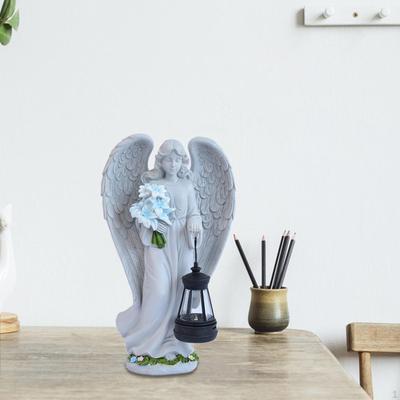 Solar Angel Outdoor Garden Decor Statues Resin Ornament Sculptures Figurines for Courtyard