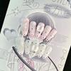 10Pcs Y2K Handmade Press On Nails Short Square Cartoon Stickers Pearl Wings Heart Bow Holiday Gift
