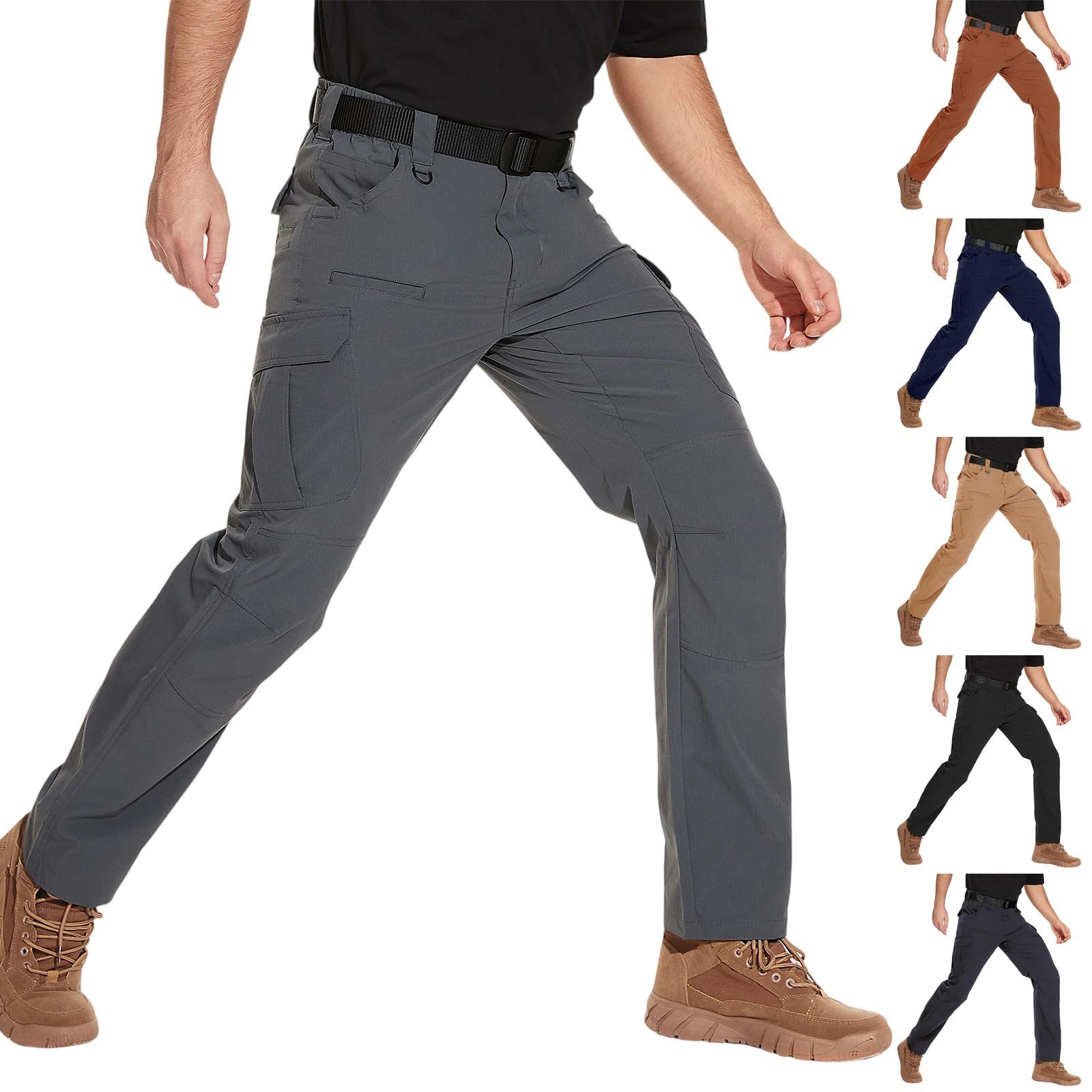 

Men s Outdoor Cargo Pants - Multi-Pocket Lightweight Straight-Leg Waterproof Breathable Hiking Camping Fishing Work Pants XXL чорний