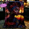 1pc Comfortable Home Print Throw Blanket, Beautiful Black Female Blanket For Bed and Sofa Use, Special Present For Family