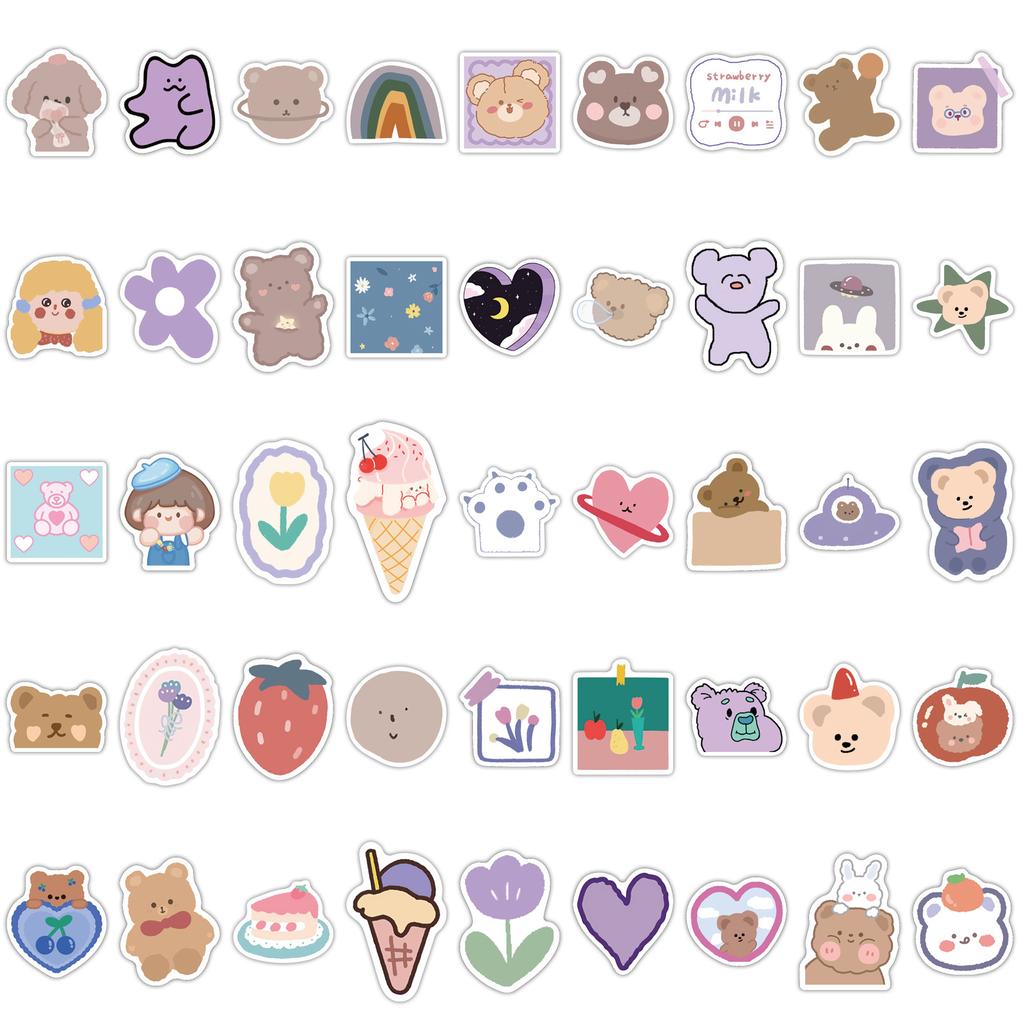 90 Cartoon Cute Bear Doodle Stickers Suitcase Motorcycle Laptop Waterproof Stickers
