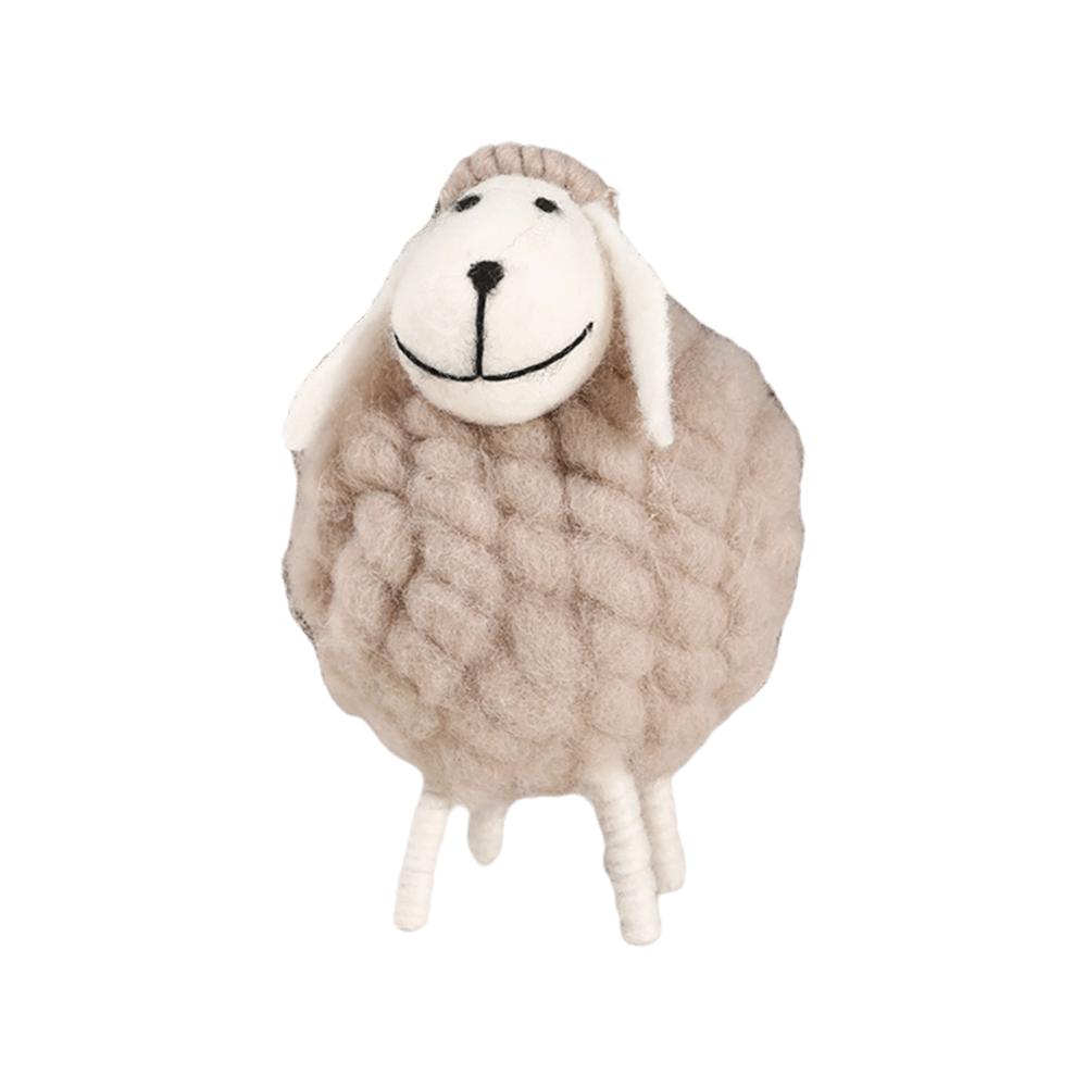 Christmas Decoration Sheep Beige Khaki Scene Model Sheep Cartoon Lamb Photo Props Miniature Sheep Decor Desktop Ornament
