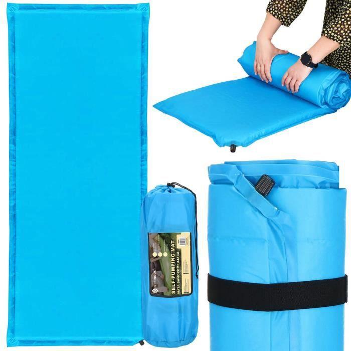 Matelas Auto-Gonflant 1 Personne Longzhuo - Ultra Léger Imperméable Avec Pompe à Pied, Bleu Marine