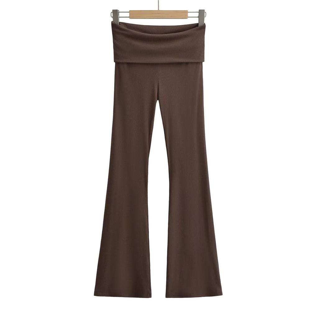 Women's 2024 Stylish Flare Bodycon Pants - Double-Layer Waist, Slimming Fit, Multiple Colors