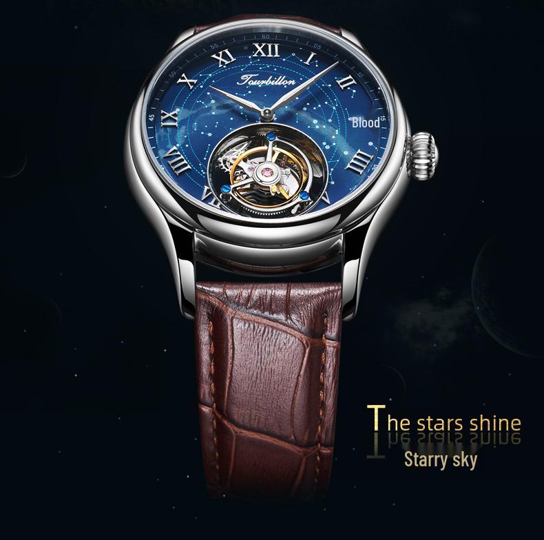 2024 Men's Fully Automatic Swiss Tourbillon Skeleton Watch - Fashionable Leather Strap, Waterproof Design