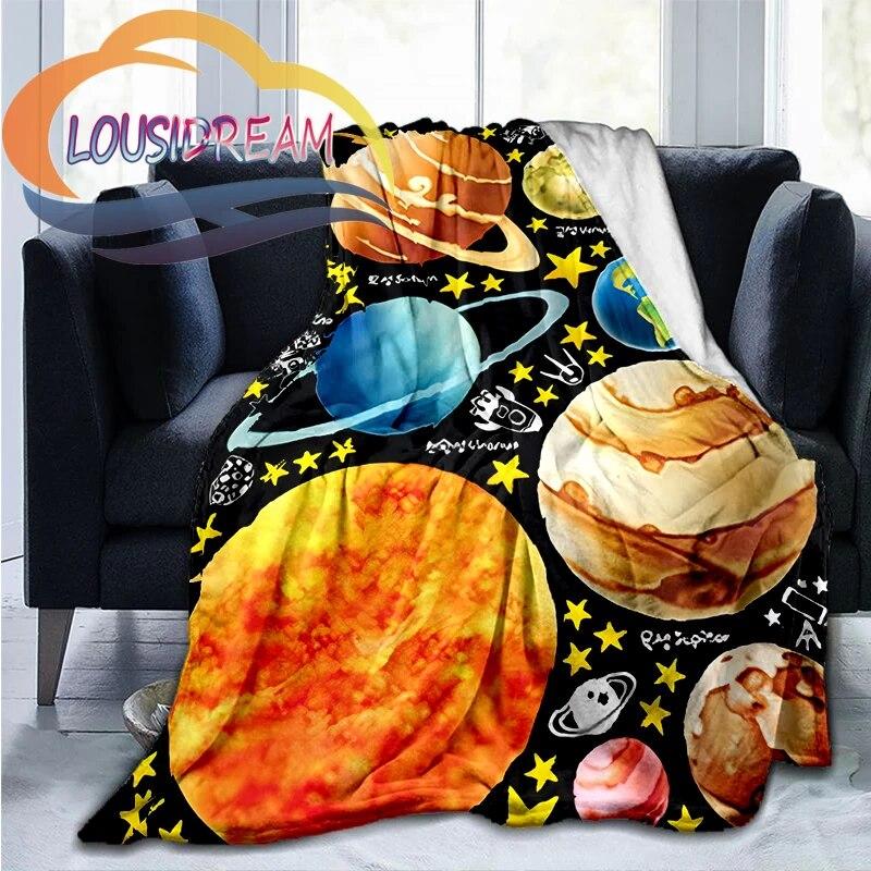 Space Universe Vector and The Sun  Many Planets In Galaxy Series Wool Blanket Cashmere  Fashion Flannel Blanke