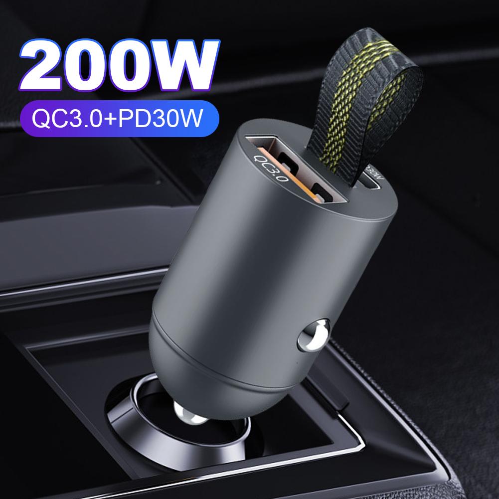200W Car Phone Charger Mini Car Charger Dual Port Charger Adapter USB Type-C Car Charger for Most Car Models
