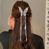 Long Butterfly Beaded Tassel Hair Clip For Women Fairy Temperament Sweet Princess Hairpin  Hair Accessories