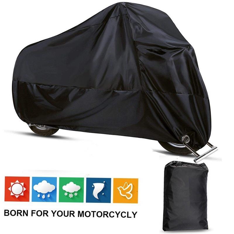 Black Waterproof Motorcycle Cover: Heat Absorbing, Silk Polyester, Outdoor Electric Vehicle Cover for Rainy Season