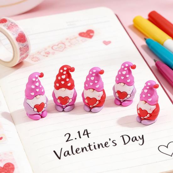 Mini Gnome Figurines Set for Hide And Seek Game Valentines Day Heart Gnomes Red Pink Unique Home Table Decor Romantic Gifts