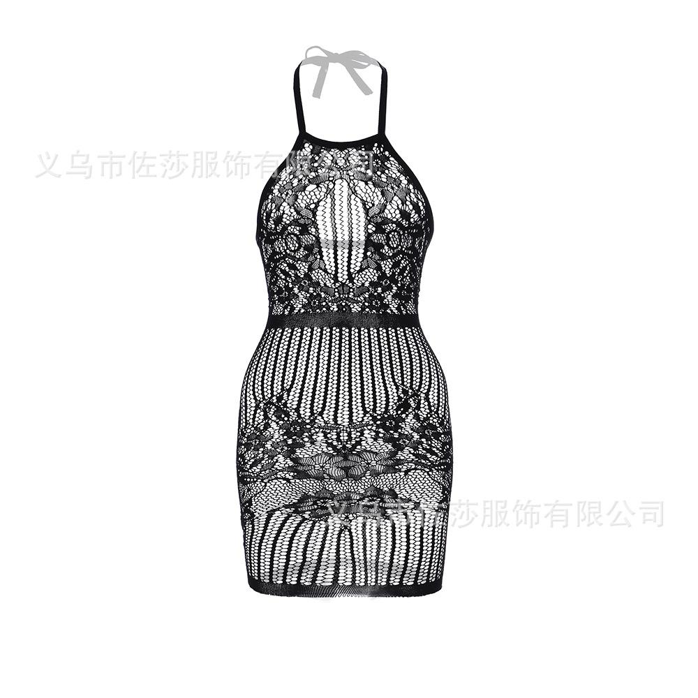 Sexy Suspender Mesh Tight Body Hollow Hip Skirt Large Size