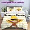 Curious GeorgePattern Bedding Quilt Set Quilt Cover Pillowcase Home Decoration Birthday Gift (1 * duvet cover + 2 * pillowcase, without core)