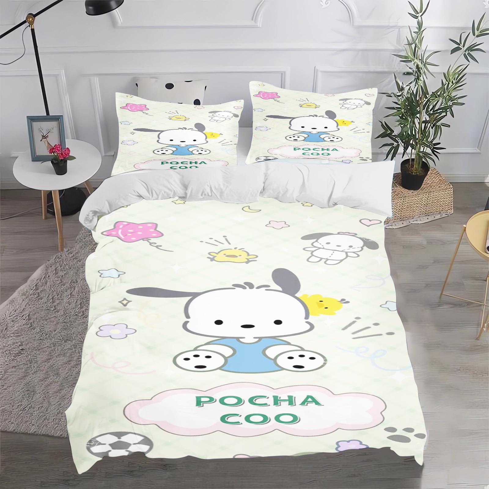 

Comforter Pochacco Bedding Set 3D Children S Bedding Set 3-Piece 1 Quilt King Size Children Printed 100% Polyester Comforter (quilt)-EU Single(135*200cm)3pcs