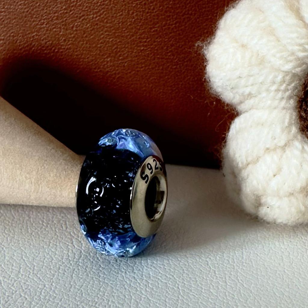 Colorful copper Mini Murano Glass Bead Charms Charm Fits Authentic Bracelets Blue Faceted Murano for Women Necklaces Jewellery