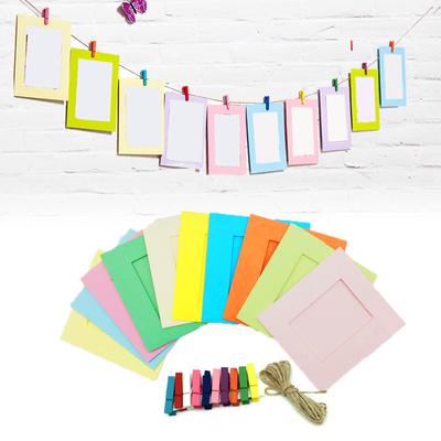 10 Peças DIY Porta-Retrato de Papel Kraft 3 polegadas Pendurado na Parede Fotos Porta-Retrato Papel Kraft Com Clipes