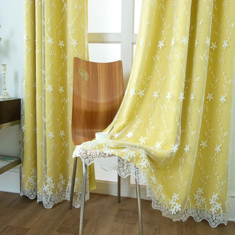 Curtains High-Precision Milk Yarn Double Layer, Curtain Embroidered Window Screen Blackout Finished Curtain